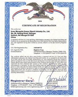 Certificate of FDA , USA